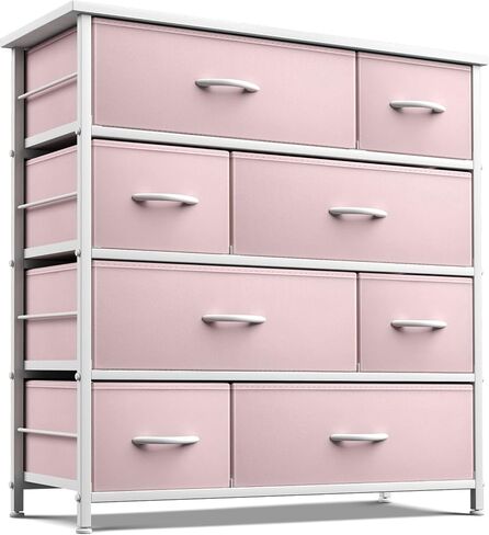 Sorbus Dresser مع 8 أدراج - صدر تخزين للأثاث للأطفال ، المراهقين ، غرفة نوم ، حضانة ، غرفة ألعاب ، ملابس ، ألعاب - إطار فولاذي ، قمة الخشب ، صناديق النسيج (الأرجواني) in Kuwait