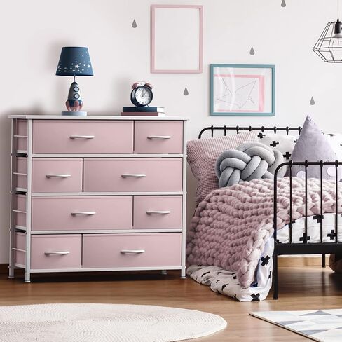 Sorbus Dresser مع 8 أدراج - صدر تخزين للأثاث للأطفال ، المراهقين ، غرفة نوم ، حضانة ، غرفة ألعاب ، ملابس ، ألعاب - إطار فولاذي ، قمة الخشب ، صناديق النسيج (الأرجواني) in Kuwait