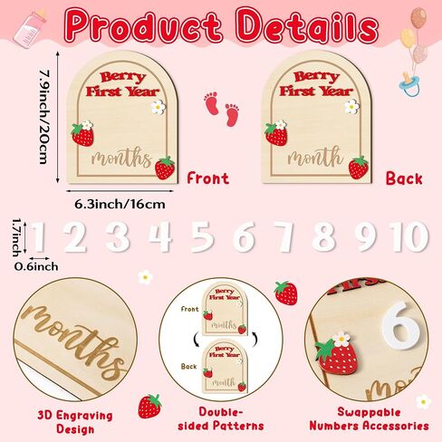 R Horse Baby Monthly Monthly Cards ، 14pcs 3d Mallard Duck Wooden Monthly Divis مع بطاقات الأرقام ، شهور حديثي الولادة علامات الإعلان عن استحمام الطفل هدايا للبنات الفتيات in Kuwait