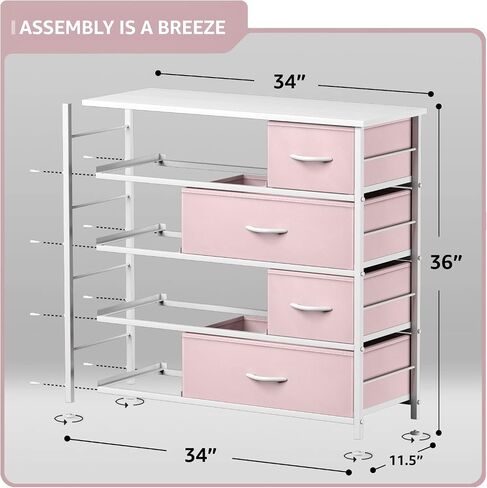 Sorbus Dresser مع 8 أدراج - صدر تخزين للأثاث للأطفال ، المراهقين ، غرفة نوم ، حضانة ، غرفة ألعاب ، ملابس ، ألعاب - إطار فولاذي ، قمة الخشب ، صناديق النسيج (الأرجواني) in Kuwait