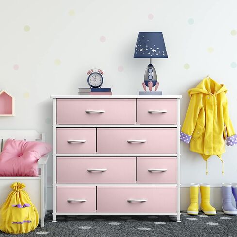 Sorbus Dresser مع 8 أدراج - صدر تخزين للأثاث للأطفال ، المراهقين ، غرفة نوم ، حضانة ، غرفة ألعاب ، ملابس ، ألعاب - إطار فولاذي ، قمة الخشب ، صناديق النسيج (الأرجواني) in Kuwait