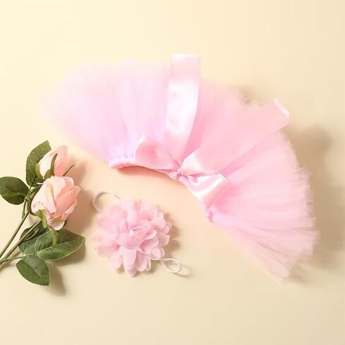 Newborn Tutu Photography Props - Pink Princess Tutu Skirt & Headband - Newborn Girls Photography Outfits in Kuwait
