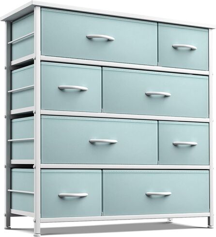 Sorbus Dresser مع 8 أدراج - صدر تخزين للأثاث للأطفال ، المراهقين ، غرفة نوم ، حضانة ، غرفة ألعاب ، ملابس ، ألعاب - إطار فولاذي ، قمة الخشب ، صناديق النسيج (الأرجواني) in Kuwait