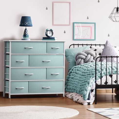 Sorbus Dresser مع 8 أدراج - صدر تخزين للأثاث للأطفال ، المراهقين ، غرفة نوم ، حضانة ، غرفة ألعاب ، ملابس ، ألعاب - إطار فولاذي ، قمة الخشب ، صناديق النسيج (الأرجواني) in Kuwait