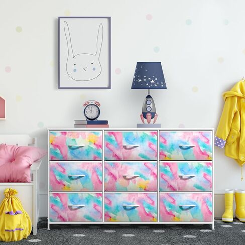 Sorbus Kids Dresser مع 9 أدراج - وحدة تخزين منظم الصدر للملابس - غرفة نوم وغرفة للأطفال وحضانة وخزانة in Kuwait