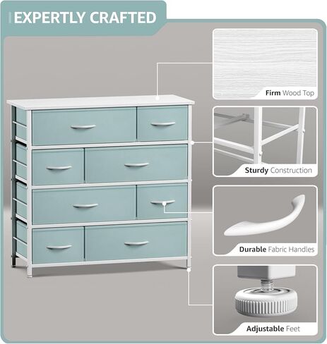 Sorbus Dresser مع 8 أدراج - صدر تخزين للأثاث للأطفال ، المراهقين ، غرفة نوم ، حضانة ، غرفة ألعاب ، ملابس ، ألعاب - إطار فولاذي ، قمة الخشب ، صناديق النسيج (الأرجواني) in Kuwait