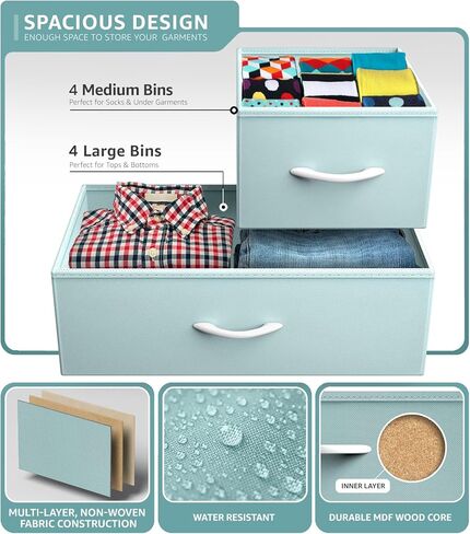 Sorbus Dresser مع 8 أدراج - صدر تخزين للأثاث للأطفال ، المراهقين ، غرفة نوم ، حضانة ، غرفة ألعاب ، ملابس ، ألعاب - إطار فولاذي ، قمة الخشب ، صناديق النسيج (الأرجواني) in Kuwait