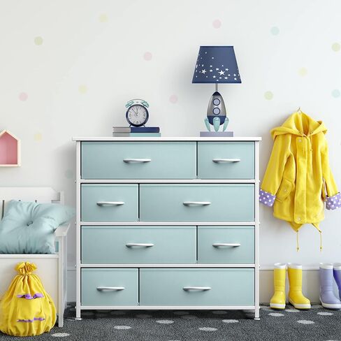 Sorbus Dresser مع 8 أدراج - صدر تخزين للأثاث للأطفال ، المراهقين ، غرفة نوم ، حضانة ، غرفة ألعاب ، ملابس ، ألعاب - إطار فولاذي ، قمة الخشب ، صناديق النسيج (الأرجواني) in Kuwait
