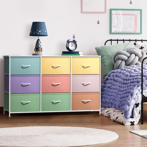 Sorbus Kids Dresser with 9 Drawers - Storage Unit Organizer Chest for Clothes - Bedroom, Kids Room, Nursery, & Closet in Kuwait