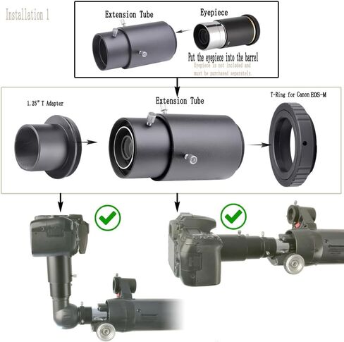 Variable Extension Telescope Camera Adapter – Compatible with Nikon N1 Mirrorless Cameras – Connects Telescopes for Prime Focus & Eyepiece Projection Photography in Kuwait