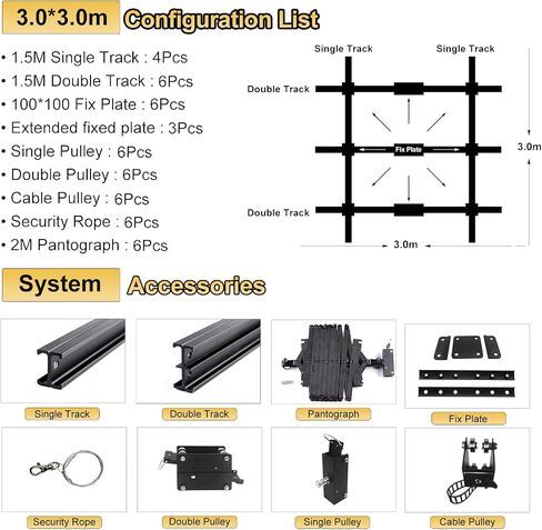 Datouboss 118 "× 118" استوديو التصوير الفوتوغرافي نظام 3.0M Studio Lighting Support Sail Says 43-200cm Drop Pantograph Smarsograph Smar Track Kit (3.0m*3.0m-A1) in Kuwait