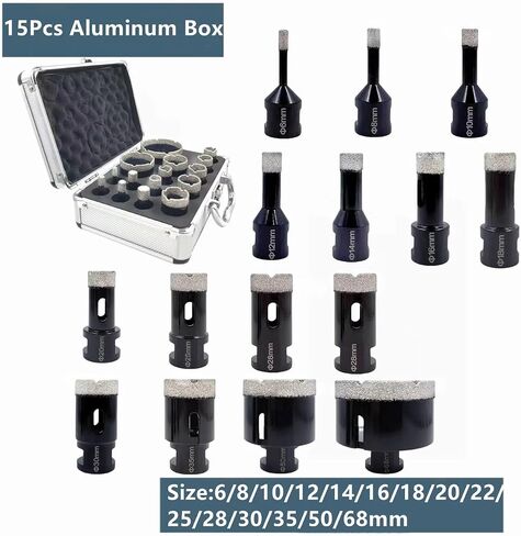 15/16PCS Threaded Diamond Dry Drill Bit(15Pcs Aluminum Box) in Saudi Arabia