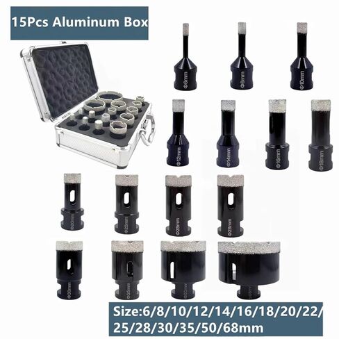 15/16PCS Threaded Diamond Dry Drill Bit(15Pcs Aluminum Box) in Kuwait