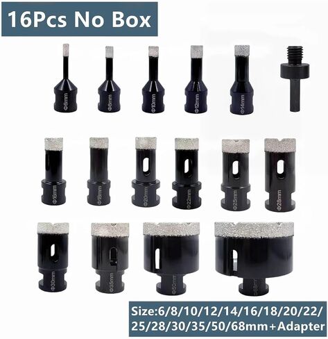 15/16PCS Threaded Diamond Dry Drill Bit(15Pcs Aluminum Box) in Saudi Arabia