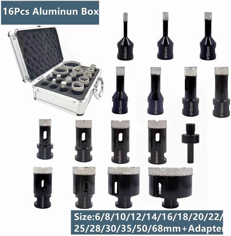 15/16PCS Threaded Diamond Dry Drill Bit(15Pcs Aluminum Box) in Saudi Arabia