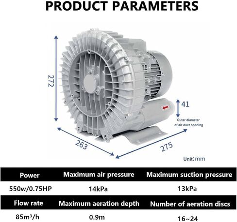 Regenerative Blower High Pressure Vortex Ring Blower Sewage Aeration Vortex Blower Single Phase Turbine Blower Aquaculture Vortex Air Blower Pump,370W/0.5HP in Saudi Arabia