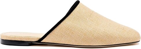 Larroudé Venice Flat Mule In Beige Raffia And Black Trimming in Saudi Arabia