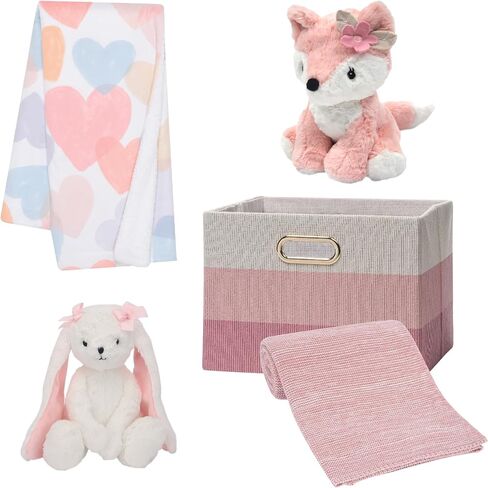Lambs & Ivy Pink/White 5-Piece Luxury Infant/Newborn/Baby Gift Basket in Saudi Arabia