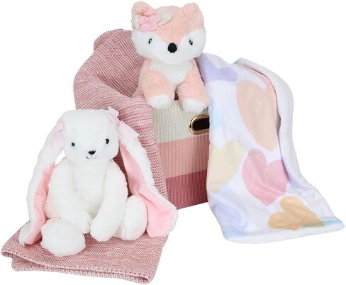 Lambs & Ivy Pink/White 5-Piece Luxury Infant/Newborn/Baby Gift Basket in Saudi Arabia