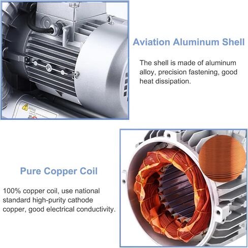 منفاخ حلقة دوامة المنفاخ الصناعي التجديدي 250W/370W/550W/750W/1100W/1500W/2200W ، منفاخ التوربينات أحادي الطور لبركة تربية الأحياء المائية ، 1100W/1.5HP in Kuwait