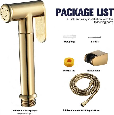 Handheld Bidet Sprayer Brass Baby Cloth Diaper Sprayer Portable Hand Held Toilet Bidet Sprayer Head with Bidet Hose and Bracket, for Feminine Wash, Pet Washing, Easy to Install(Titanium Gold) in Saudi Arabia