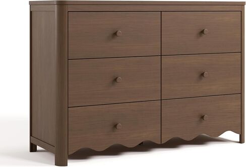 Storkcraft Casablanca 6 Drawer Dresser (Hazelnut) – GREENGUARD Gold Certified, Nursery & Kids' Bedroom with Spacious Storage, Safety Interlocking Drawer System, Easy Assembly with Pre-Installed Tracks in Kuwait