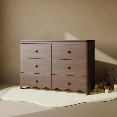 Storkcraft Casablanca 6 Drawer Dresser (Hazelnut) – GREENGUARD Gold Certified, Nursery & Kids' Bedroom with Spacious Storage, Safety Interlocking Drawer System, Easy Assembly with Pre-Installed Tracks in Kuwait