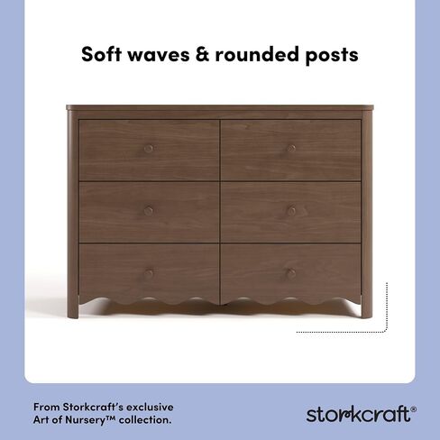 Storkcraft Casablanca 6 Drawer Dresser (Hazelnut) – GREENGUARD Gold Certified, Nursery & Kids' Bedroom with Spacious Storage, Safety Interlocking Drawer System, Easy Assembly with Pre-Installed Tracks in Kuwait