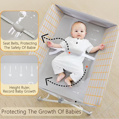 Changing Table, Portable Baby Changing Table with Wheels, Upgraded Foldable Diaper Changing Station with 5-Level Adjustable Height & Large Nursery Organizer Storage for Newborn Infant (Beige) in Kuwait