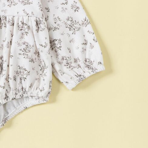 Infant Baby Girls 2Pcs Soft Corduroy Bodysuit Outfits Set Doll Collar Floral Print Romper with Headband Suit in Kuwait