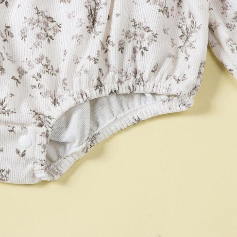 Infant Baby Girls 2Pcs Soft Corduroy Bodysuit Outfits Set Doll Collar Floral Print Romper with Headband Suit in Kuwait