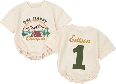 Personalized One Camping Baby Boy Romper, First Birthday Outfit Boy, 1st Birthday Outfit Boys in Saudi Arabia