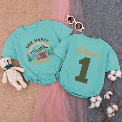 Personalized One Camping Baby Boy Romper, First Birthday Outfit Boy, 1st Birthday Outfit Boys in Saudi Arabia