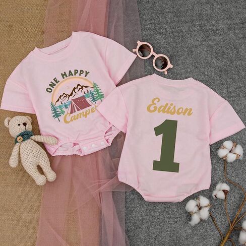 Personalized One Camping Baby Boy Romper, First Birthday Outfit Boy, 1st Birthday Outfit Boys in Saudi Arabia