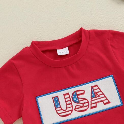 4th of July Baby Boy Summer Outfit Embroidery Letters T-shirt Plaid Shorts Set Toddler Fourth of July Clothes in Saudi Arabia