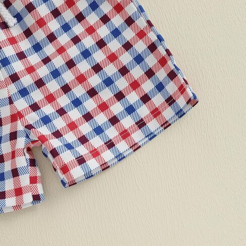 4th of July Baby Boy Summer Outfit Embroidery Letters T-shirt Plaid Shorts Set Toddler Fourth of July Clothes in Saudi Arabia