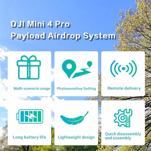 Payload Airdrop System for DJI Mini 4 Pro is Suitable for Transporting Equipment such as, Weddings, and Rescues. It is also Compatible With DJI Mavic Mini 4 Pro Accessories (Mini4 Pro) in Saudi Arabia
