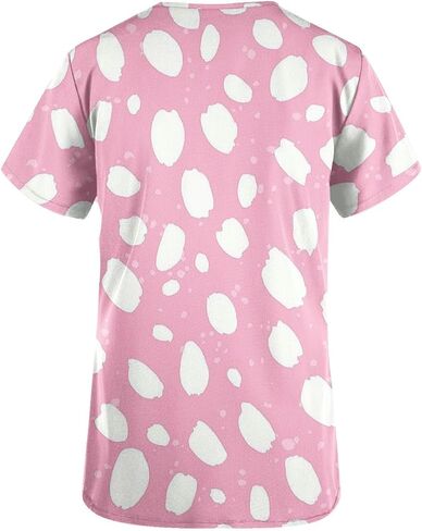 Womens Nurse Work Uniforms with Pockets Scrub Tops V Neck Short Sleeve Work T-Shirt Tunic Blouse in Saudi Arabia
