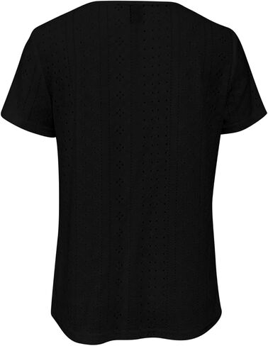 Womens Eyelet Embroidery Tops Short Sleeve Summer Dressy Casual Crochet Shirts Square Neck Breathable Blouse in Saudi Arabia