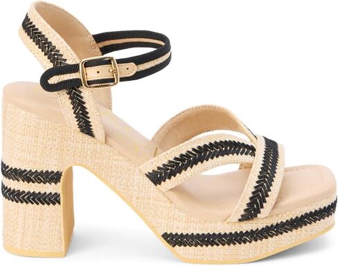 BEACH by Matisse Womens Adelaide Platform Block Ankle Strap Casual Sandals Casual High Heel 3" & Up - Beige in Saudi Arabia