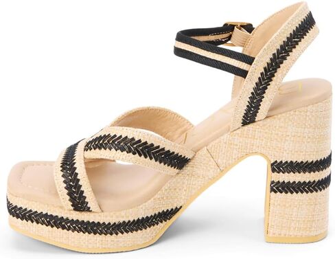 BEACH by Matisse Womens Adelaide Platform Block Ankle Strap Casual Sandals Casual High Heel 3" & Up - Beige in Saudi Arabia