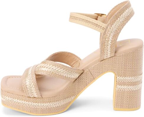 BEACH by Matisse Womens Adelaide Platform Block Ankle Strap Casual Sandals Casual High Heel 3" & Up - Beige in Saudi Arabia