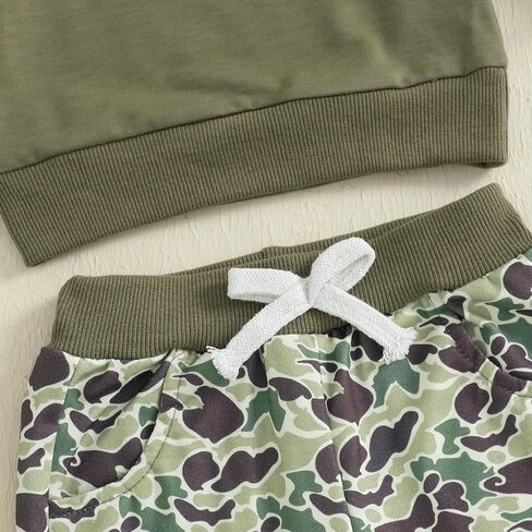 Toddler Boy Fall Winter Clothes Baby Camo Outfits Retro Duck Embroidery Hunting Sweatshirts + Camouflage Pants Set in Saudi Arabia
