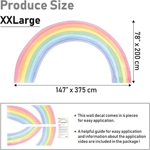 Watercolor Rainbow, Sun, Polka Dots Wall Decal for Kids Room, Nursery, Baby Room Decor, Polka Dots Mural, Rainbow Wallpaper (Rainbow-Sun-Polkadots, XXLarge) in Saudi Arabia