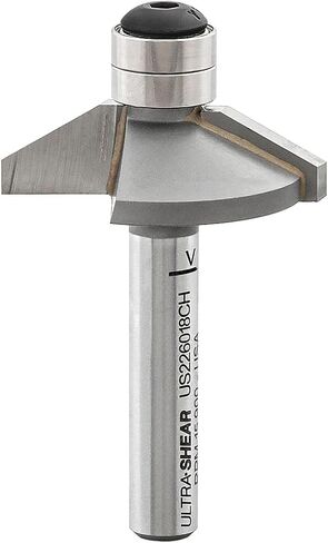 Chamfer Router Bit, 1/4 Shank, 60 Degree, 2 Flute, Twin Bearing, Carbide Tipped, USA Made Edge Forming Bevel Bit - US226018CH in Saudi Arabia