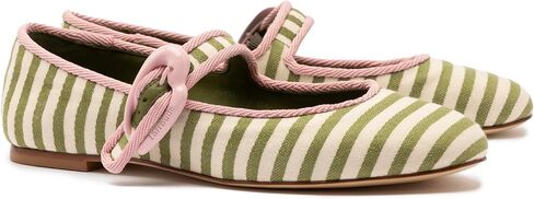 Larroodé Verona Ballet Flat في الأعشاب البحرية والنسيج المخطط الطبيعي وتشذيب الخزامى in Kuwait