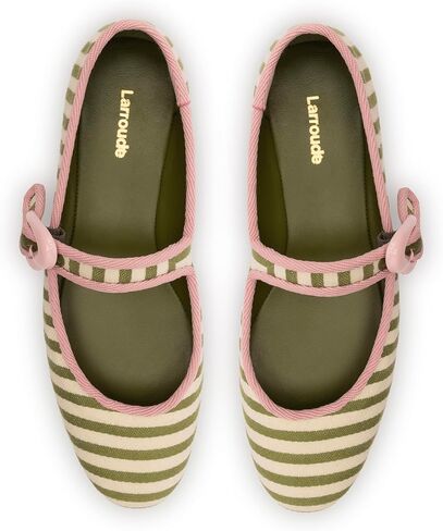 Larroodé Verona Ballet Flat في الأعشاب البحرية والنسيج المخطط الطبيعي وتشذيب الخزامى in Kuwait