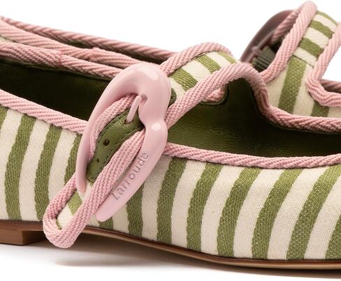 Larroodé Verona Ballet Flat في الأعشاب البحرية والنسيج المخطط الطبيعي وتشذيب الخزامى in Kuwait