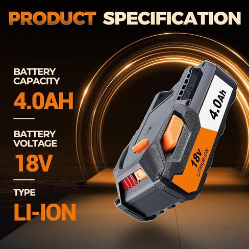 2Pack 4.0Ah 18V Replacement for Ridgid 18V Battery Compatible with Ridgid Battery R840087 R840086 R840085 R840083 R840089 AC840085 AC840086 AC840087P AC840089 Li-ion in Kuwait