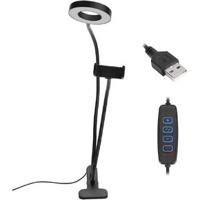 2 بوصة 1 ضوء الرنين ، LED رنين ضوء مع حامل الهاتف الخلوي ، مصباح مكتب قابل للتعديل للمكياج ، تسجيل الفيديو ، دفق التصوير الفوتوغرافي